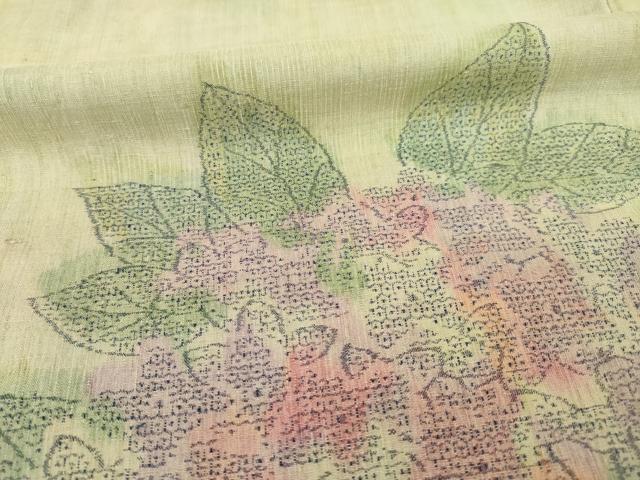 平和屋着物●本場結城紬 重要無形文化財 100亀甲 紫陽花 モロ入り 正絹 逸品 未使用 AABC8082ck