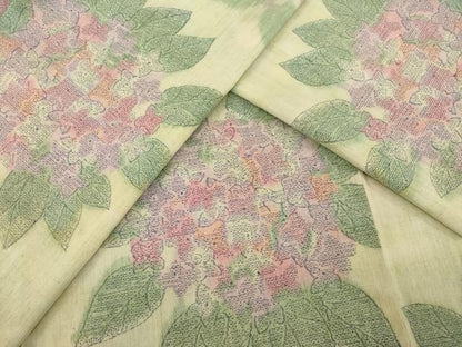 平和屋着物●本場結城紬 重要無形文化財 100亀甲 紫陽花 モロ入り 正絹 逸品 未使用 AABC8082ck