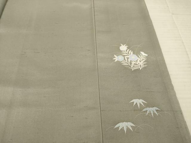 平和屋着物●訪問着　友禅　作家物　紬地　風景花文　正絹　逸品　AABC8114ck