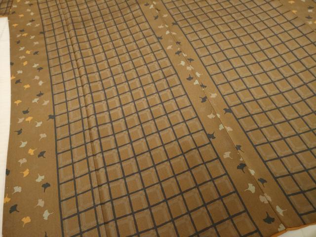 平和屋着物●上質な小紋 銀杏間道 格子 正絹 逸品 AABC8117ck