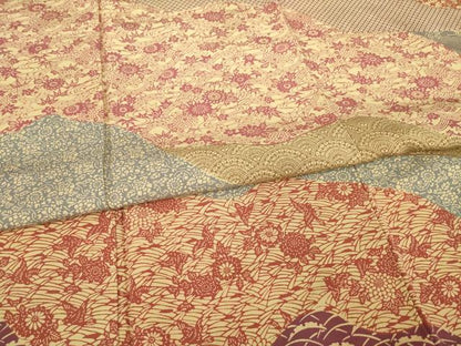 平和屋着物●訪問着 型染め 道長吉祥花文 正絹 逸品 AABC8139ck