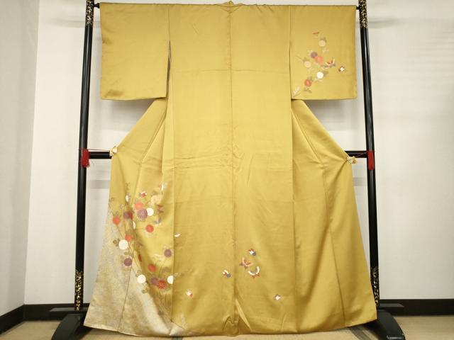 平和屋着物●訪問着 花蝶文 金彩 正絹 逸品 AABC8143ck