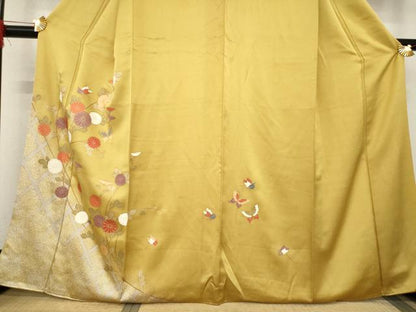 平和屋着物●訪問着 花蝶文 金彩 正絹 逸品 AABC8143ck