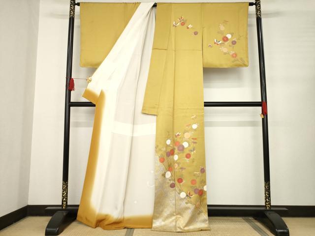 平和屋着物●訪問着 花蝶文 金彩 正絹 逸品 AABC8143ck