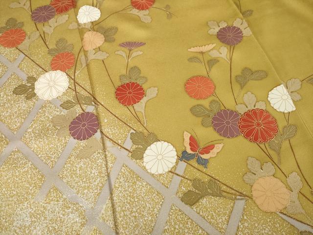 平和屋着物●訪問着 花蝶文 金彩 正絹 逸品 AABC8143ck