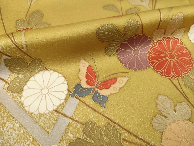 平和屋着物●訪問着 花蝶文 金彩 正絹 逸品 AABC8143ck