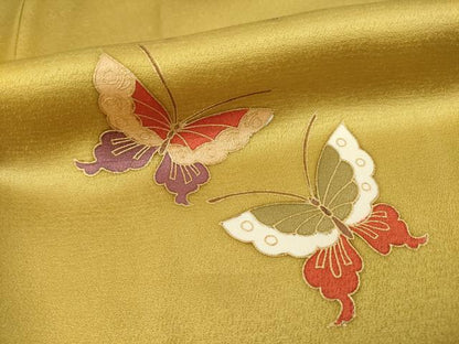 平和屋着物●訪問着 花蝶文 金彩 正絹 逸品 AABC8143ck
