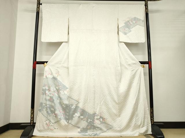 平和屋着物●訪問着 総絞り 松皮菱花文 ロング丈 正絹 逸品 AABC8145ck