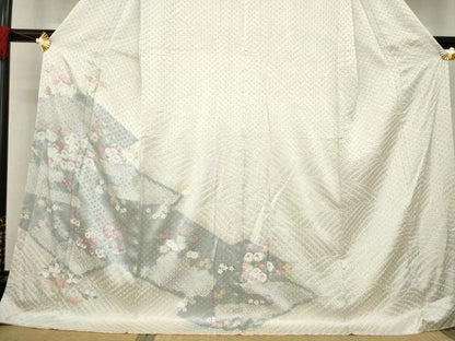 平和屋着物●訪問着 総絞り 松皮菱花文 ロング丈 正絹 逸品 AABC8145ck
