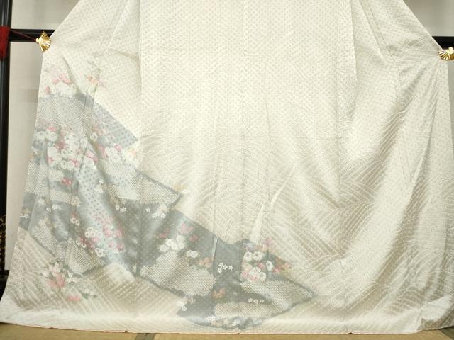 平和屋着物●訪問着 総絞り 松皮菱花文 ロング丈 正絹 逸品 AABC8145ck
