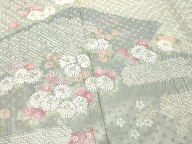 平和屋着物●訪問着 総絞り 松皮菱花文 ロング丈 正絹 逸品 AABC8145ck