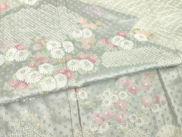 平和屋着物●訪問着 総絞り 松皮菱花文 ロング丈 正絹 逸品 AABC8145ck