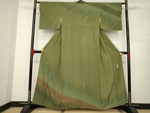 平和屋着物●伝統工芸伝承者 今坂國雄 訪問着 幾何学文様 正絹 逸品 AABC8160ck