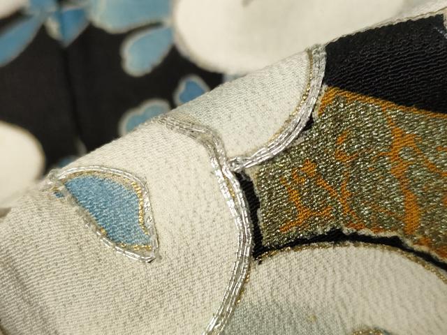 平和屋着物■豪華黒留袖　駒刺繍　草花文　金彩　正絹　逸品　AABC8169st