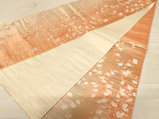 平和屋着物◎六通柄袋帯　唐織　枝花文　銀糸　正絹　逸品　AABC8321dt