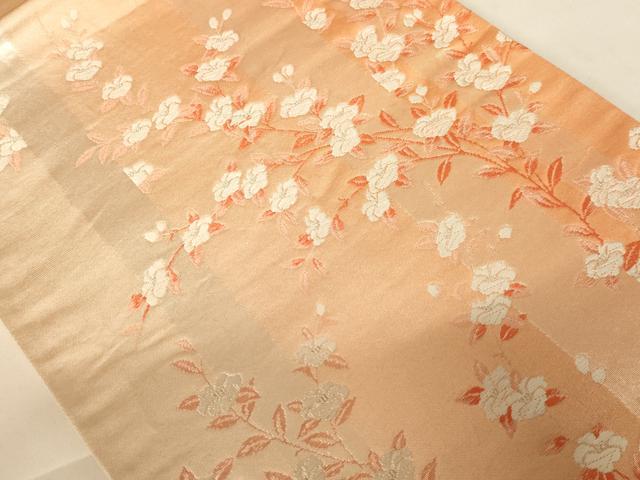 平和屋着物◎六通柄袋帯　唐織　枝花文　銀糸　正絹　逸品　AABC8321dt