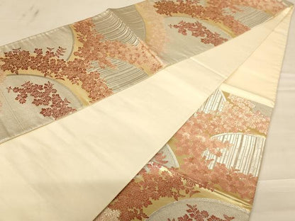 平和屋着物◎六通柄袋帯　唐織　舞花文　金銀糸　正絹　逸品　AABC8323dt
