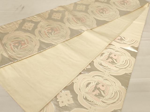 平和屋着物◎六通柄袋帯　唐織　鳳凰花文　銀糸　正絹　逸品　AABC8333dt