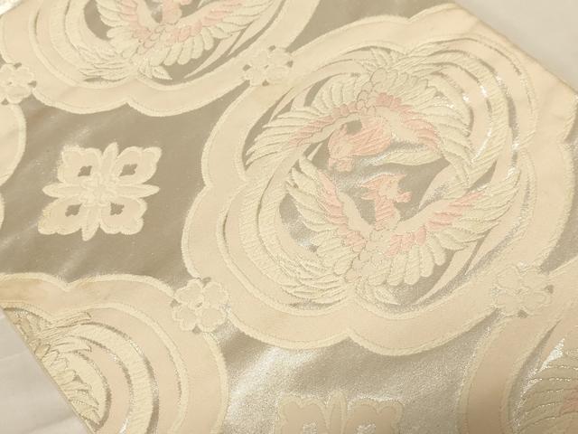 平和屋着物◎六通柄袋帯　唐織　鳳凰花文　銀糸　正絹　逸品　AABC8333dt