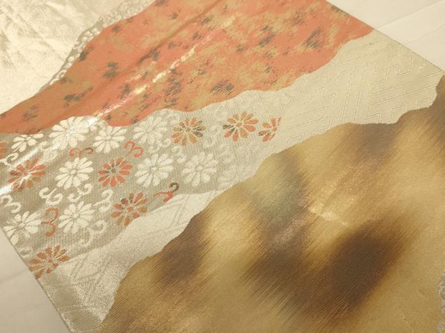 平和屋着物◎六通柄袋帯　道長花文　金銀糸　引箔　正絹　逸品　AABC8341dt
