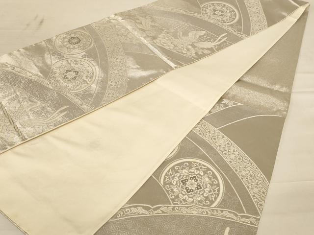 平和屋着物◎六通柄袋帯　花鳥文　銀糸　正絹　逸品　AABC8345dt
