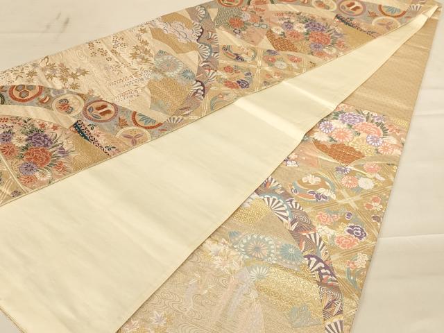 平和屋着物◎六通柄袋帯 唐織 香韻清海文 金糸 正絹 逸品 AABC8360dt
