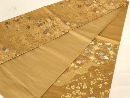 平和屋着物◎六通柄袋帯 宝栄百選 金糸 正絹 逸品 AABC8362dt