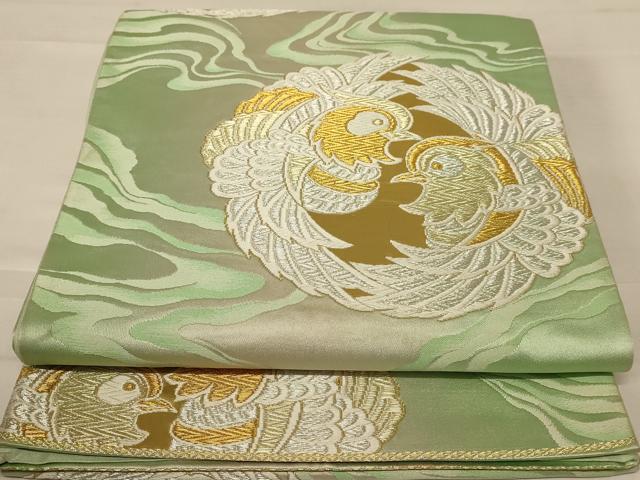 平和屋着物◎六通柄袋帯　唐織　双鳥文　金銀糸　正絹　逸品　AABC8371dt