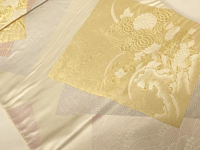 平和屋着物◎六通柄袋帯 唐織 色紙重ね花文 金銀糸 正絹 逸品 AABC8382dt
