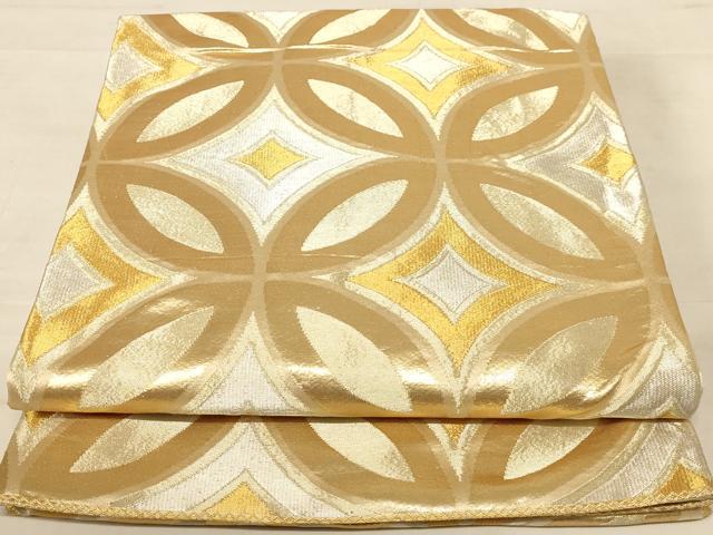 平和屋着物◎六通柄袋帯　七宝文　金銀糸　正絹　逸品　AABC8384dt