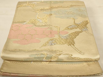 平和屋着物◎六通柄袋帯　飛鶴文　金銀糸　正絹　逸品　AABC8388dt