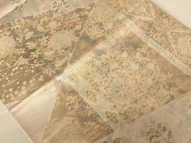 平和屋着物◎六通柄袋帯 更紗花文 金糸 正絹 逸品 AABC8392dt