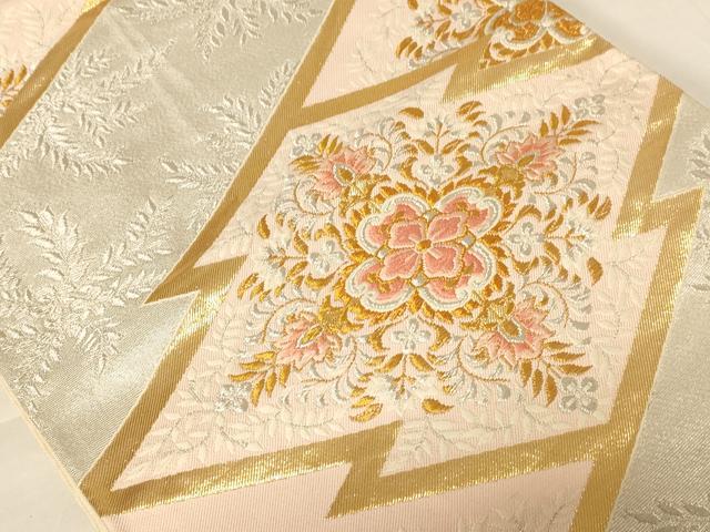 平和屋着物◎六通柄袋帯 唐織 正倉院花文 金銀糸 正絹 逸品 AABC8398dt