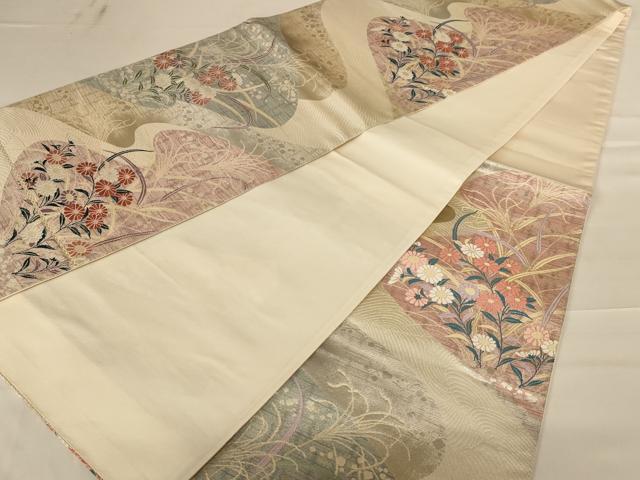 平和屋着物◎六通柄袋帯 唐織 流水花文 金糸 正絹 逸品 AABC8400dt