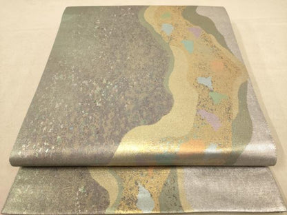 平和屋着物◎六通柄袋帯 霞文 引箔 鈴乃屋扱い 正絹 逸品 AABC8424dt