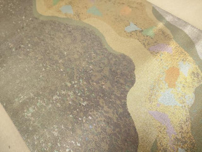 平和屋着物◎六通柄袋帯 霞文 引箔 鈴乃屋扱い 正絹 逸品 AABC8424dt