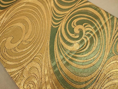 平和屋着物◎全通柄袋帯　流水文　金糸　正絹　逸品　AABC8432dt