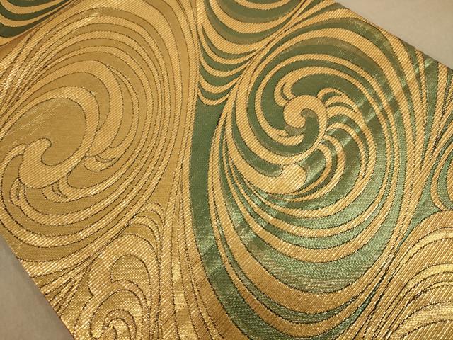 平和屋着物◎全通柄袋帯　流水文　金糸　正絹　逸品　AABC8432dt