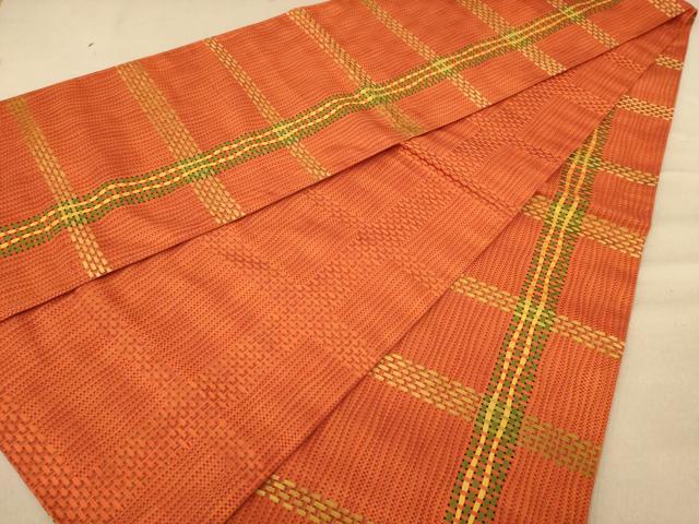 平和屋着物◎全通柄袋帯 網目文 正絹 逸品 AABC8437dt