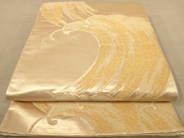 平和屋着物◎六通柄袋帯 立波文 金糸 正絹 逸品 AABC8456dt