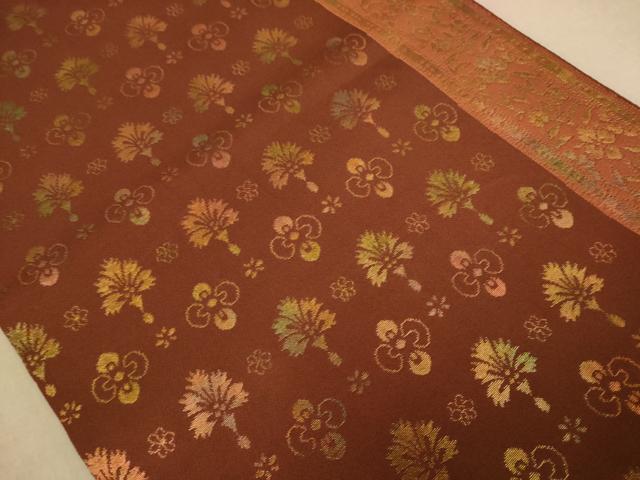 平和屋着物◎六通柄袋帯 舞花文 正絹 逸品 AABC8463dt
