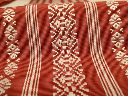 平和屋着物◎本場筑前博多織　半幅帯　献上　正絹　逸品　AABC8466dt