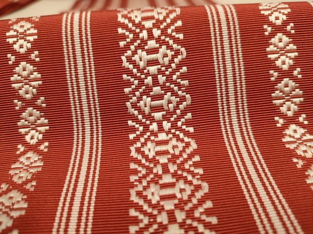 平和屋着物◎本場筑前博多織　半幅帯　献上　正絹　逸品　AABC8466dt