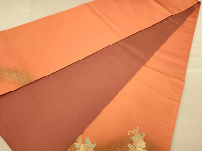 平和屋着物◎太鼓柄袋帯 螺鈿 草花文 金彩 正絹 逸品 AABC8469dt