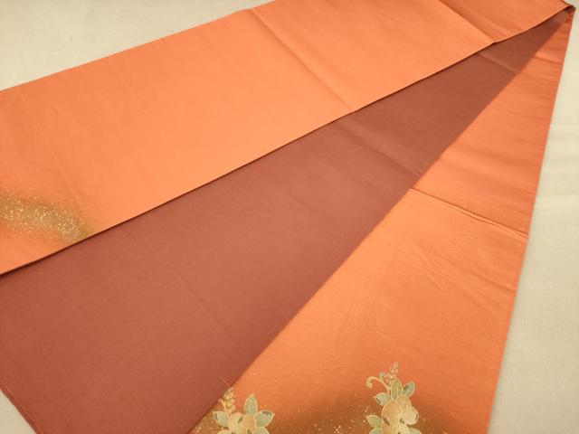 平和屋着物◎太鼓柄袋帯 螺鈿 草花文 金彩 正絹 逸品 AABC8469dt