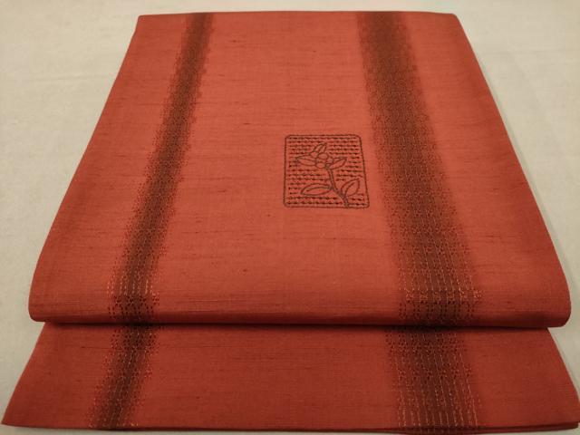 平和屋着物◎全通柄袋帯　紬地　花間道　金糸　正絹　逸品　AABC8472dt