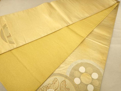 平和屋着物◎太鼓柄袋帯　花鳥文　金銀糸　正絹　逸品　AABC8486dt