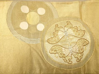 平和屋着物◎太鼓柄袋帯　花鳥文　金銀糸　正絹　逸品　AABC8486dt