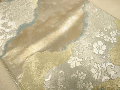 平和屋着物◎六通柄袋帯　道長花文　栄箔錦　金銀糸　正絹　逸品　AABC8507dt