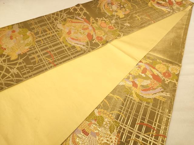 平和屋着物◎六通柄袋帯　唐織　鳳凰花文　金糸　正絹　逸品　AABC8517dt